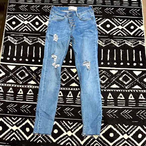 Free People Denim - Free People Raw Hem Distressed Skinny Jeans Women’s size 26